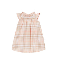 Robe en coton à motif Vintage check et smocks - Pale Pink Apricot