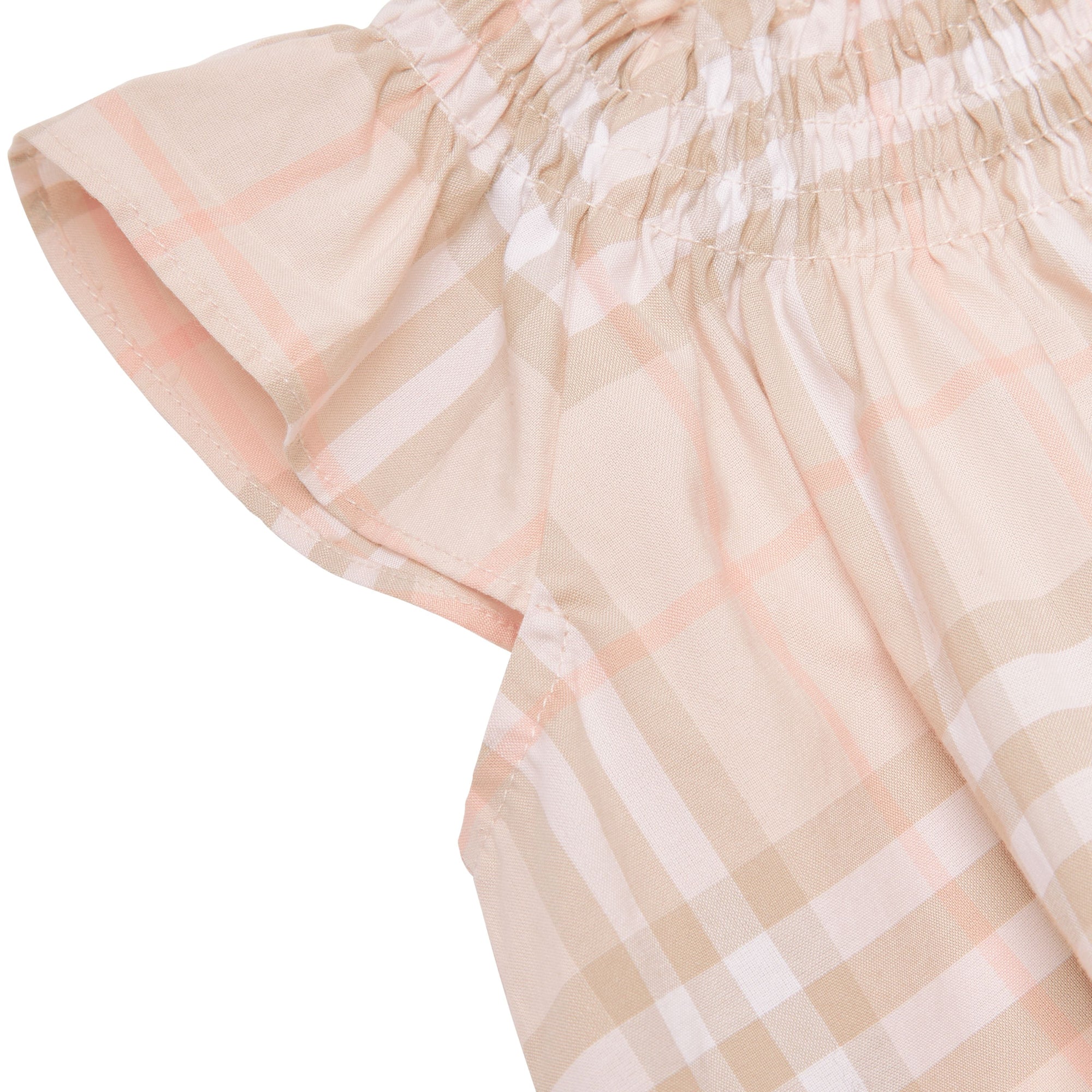 Robe en coton à motif Vintage check et smocks - Pale Pink Apricot