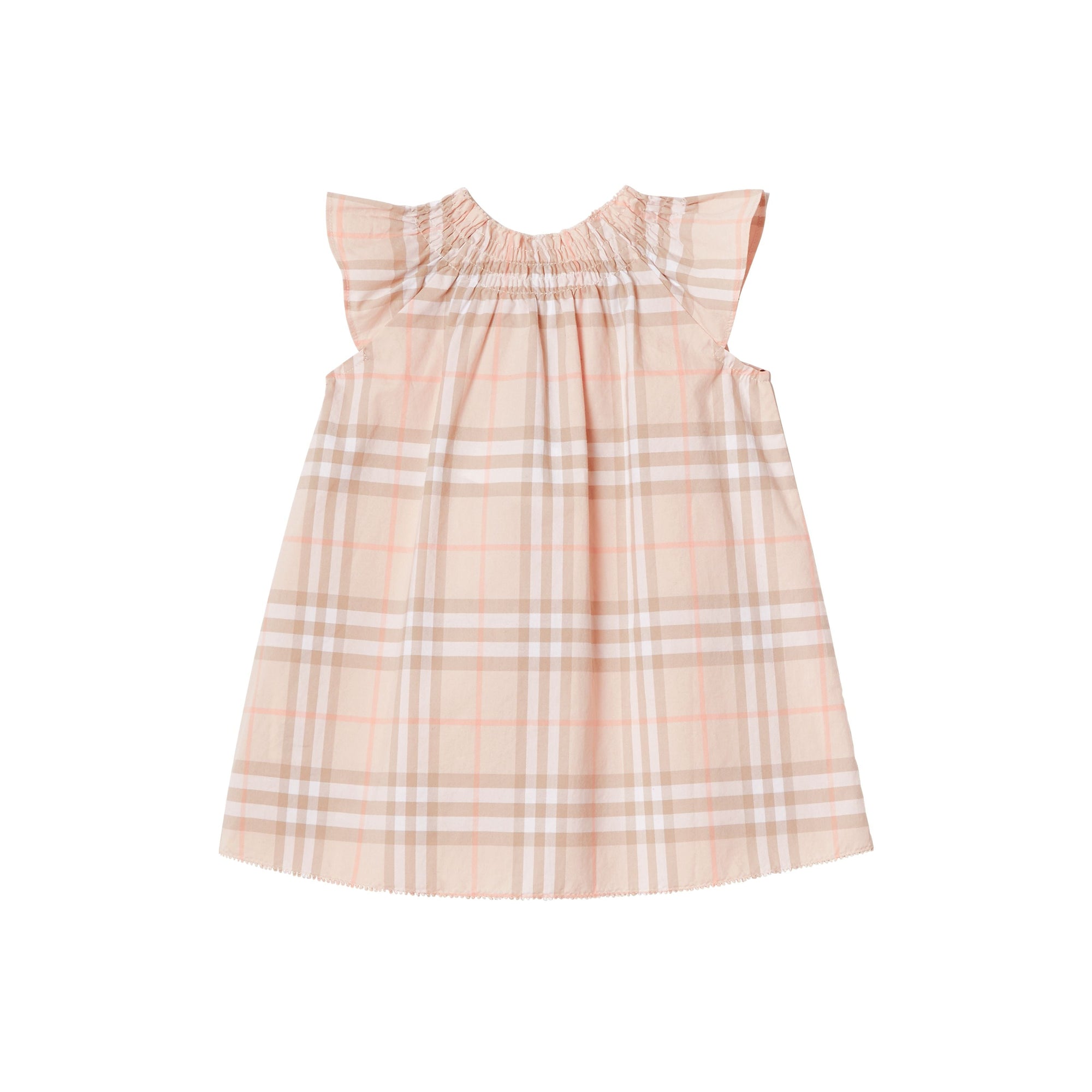 Robe en coton à motif Vintage check et smocks - Pale Pink Apricot