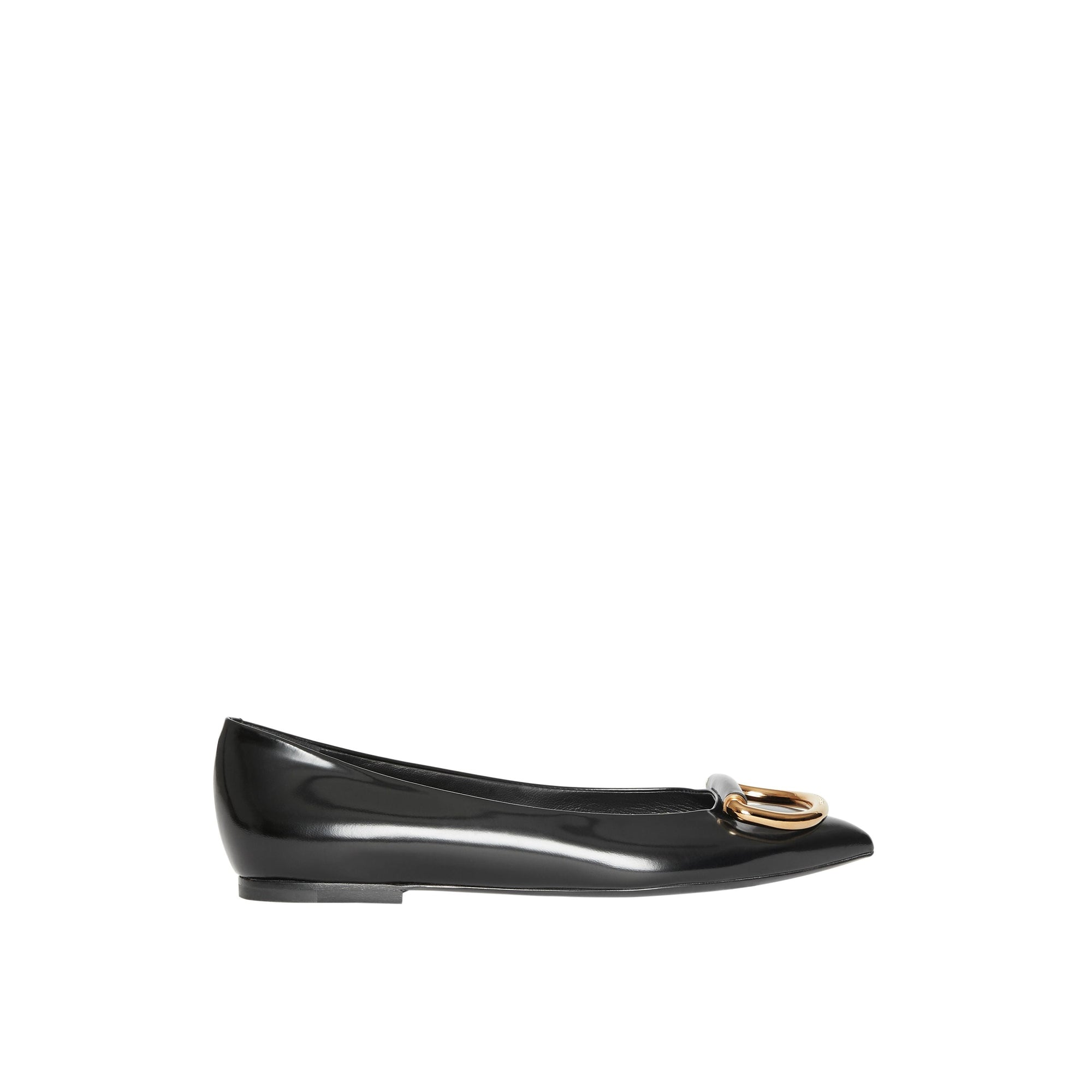 Chaussures plates The D-ring en cuir - Black & Gold