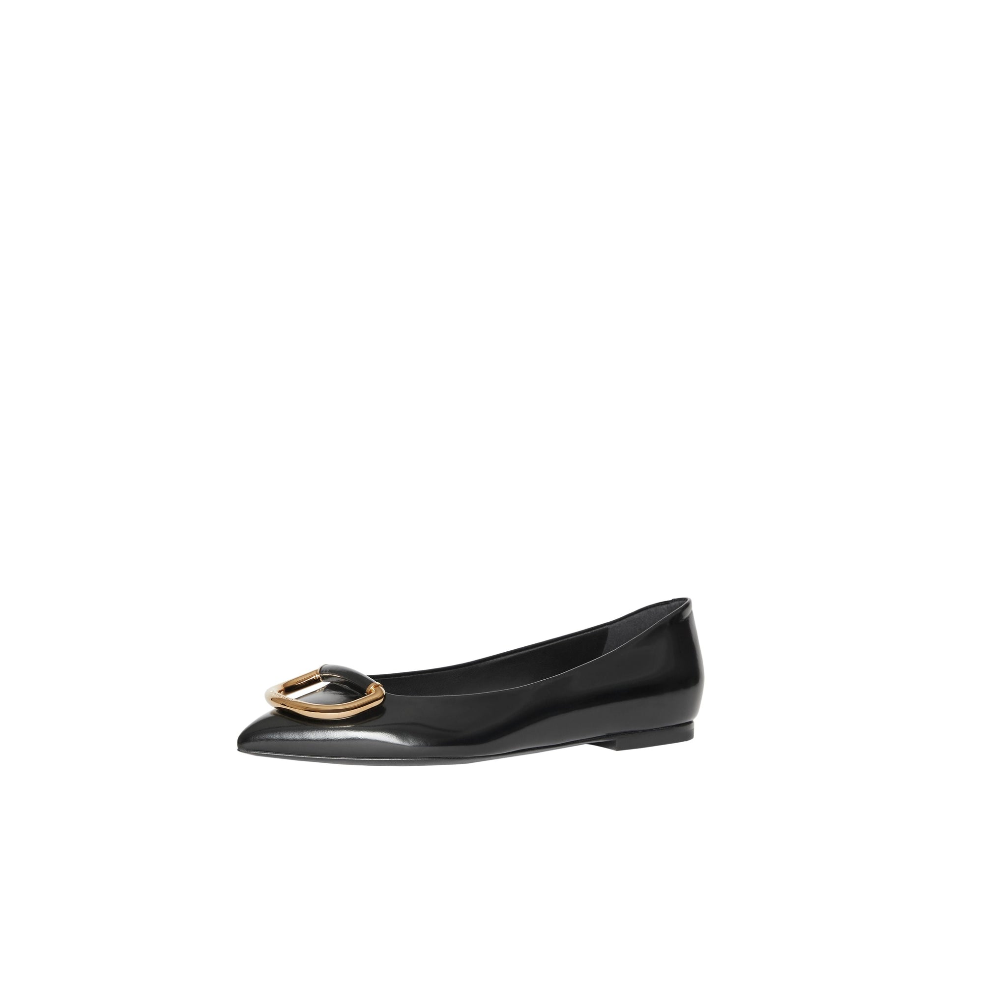 Chaussures plates The D-ring en cuir - Black & Gold