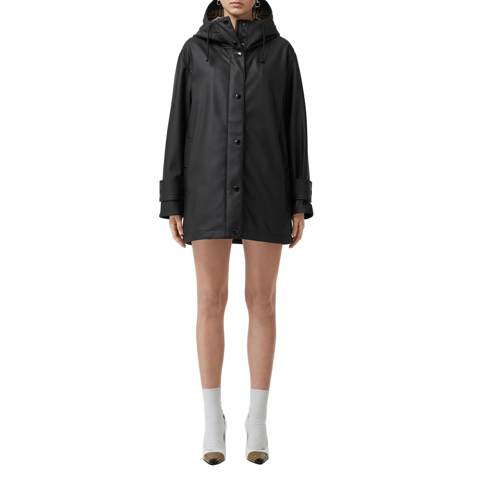 Manteau à capuche caoutchouté avec logo - Black & White