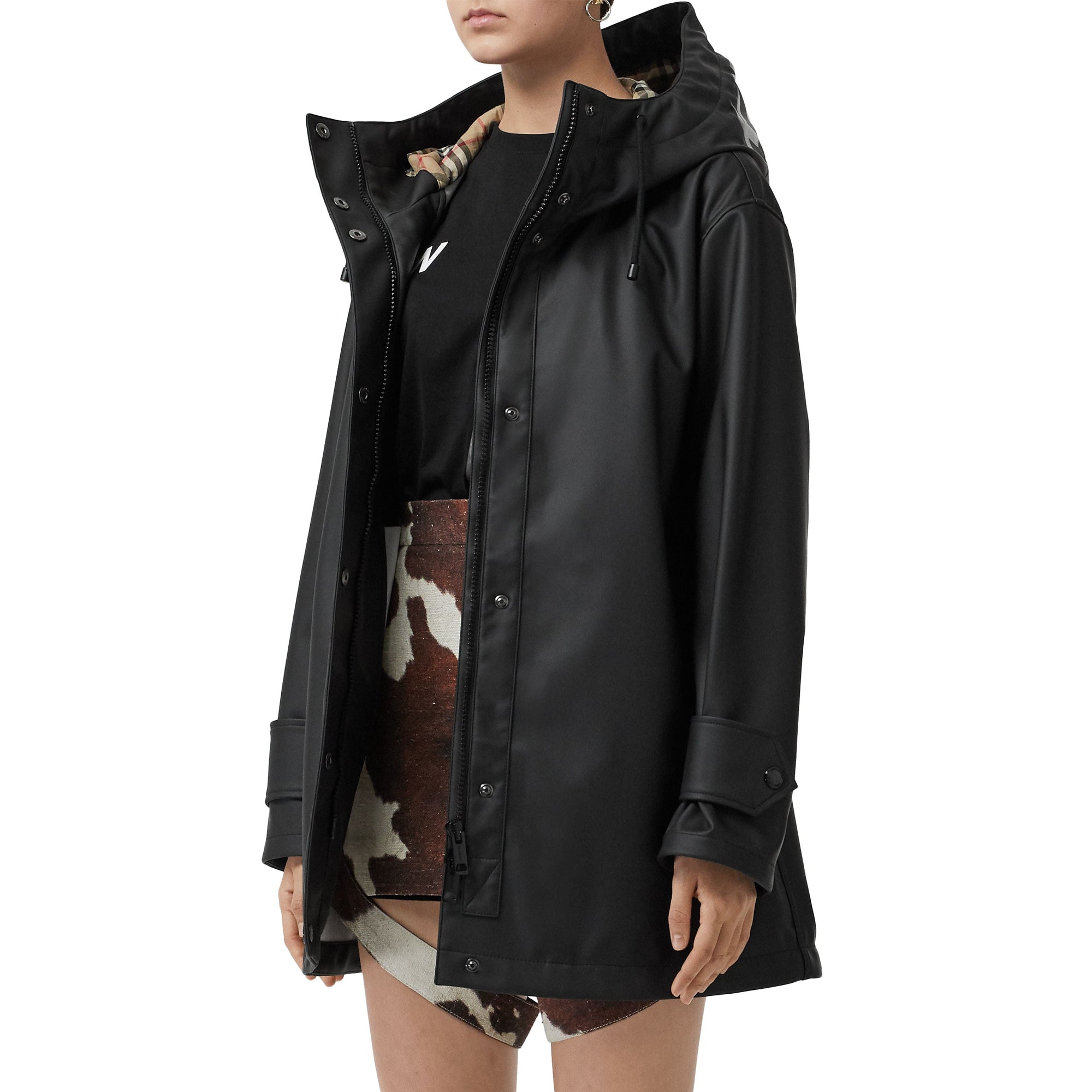 Manteau à capuche caoutchouté avec logo - Black & White