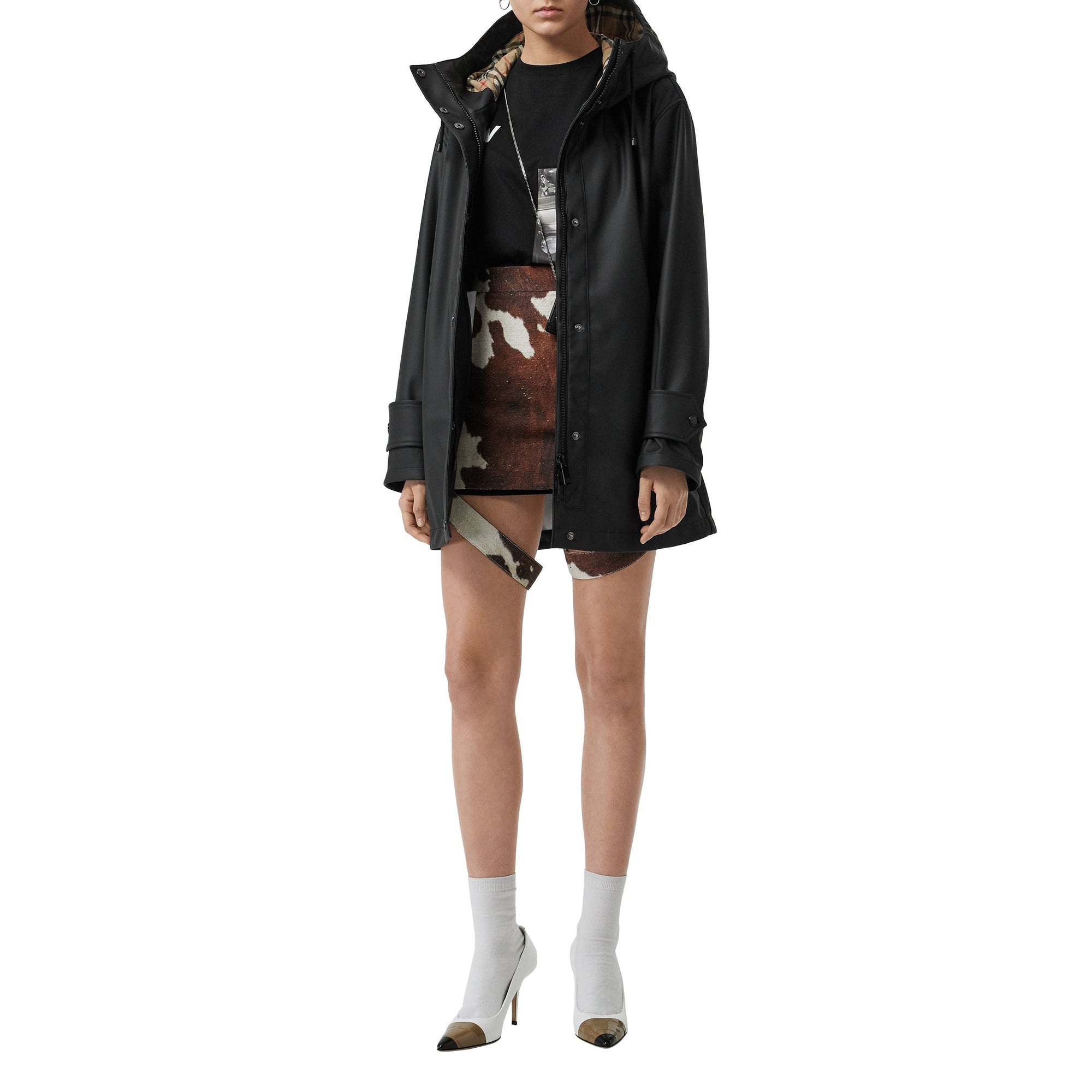 Manteau à capuche caoutchouté avec logo - Black & White