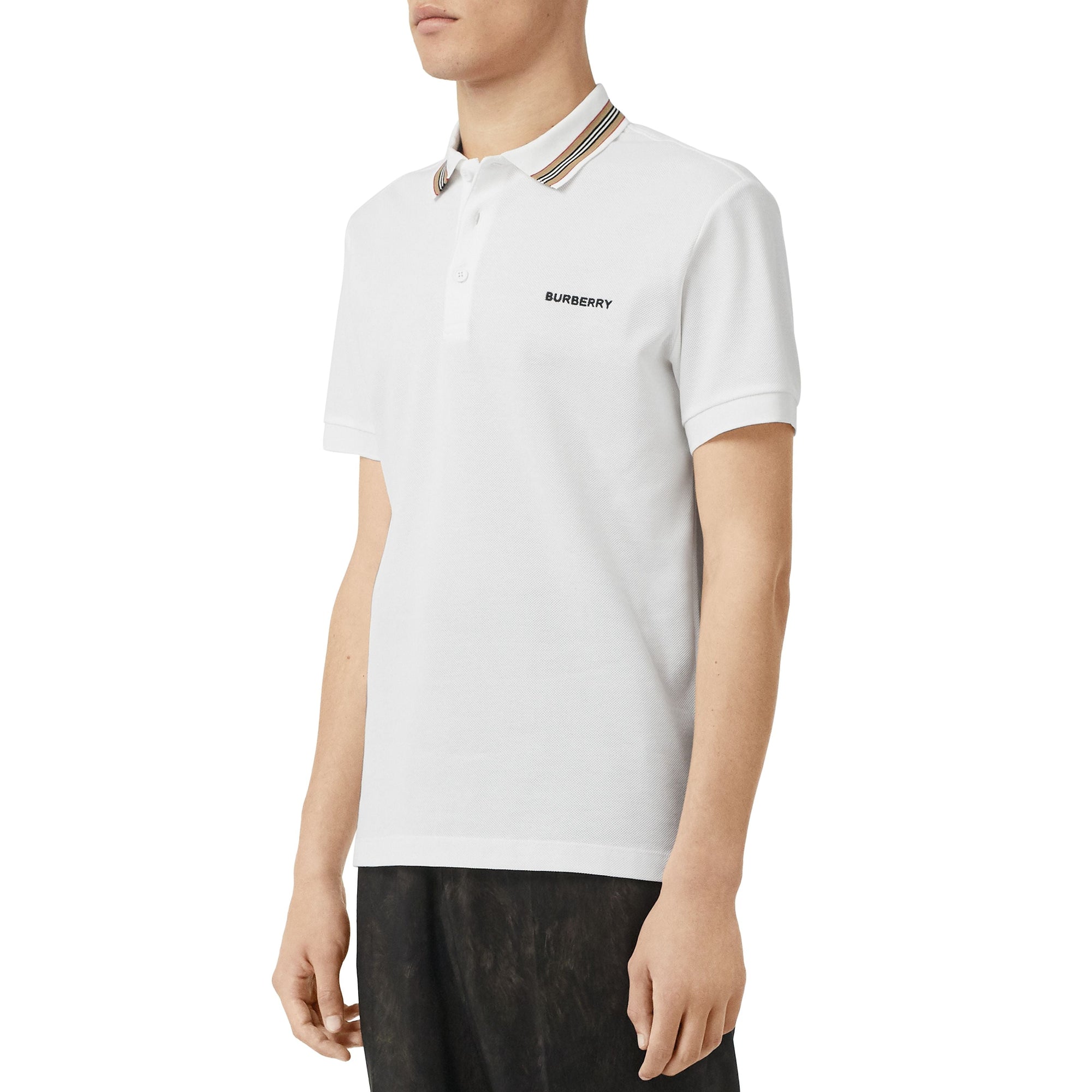 Polo en piqué de coton à rayures iconiques - White