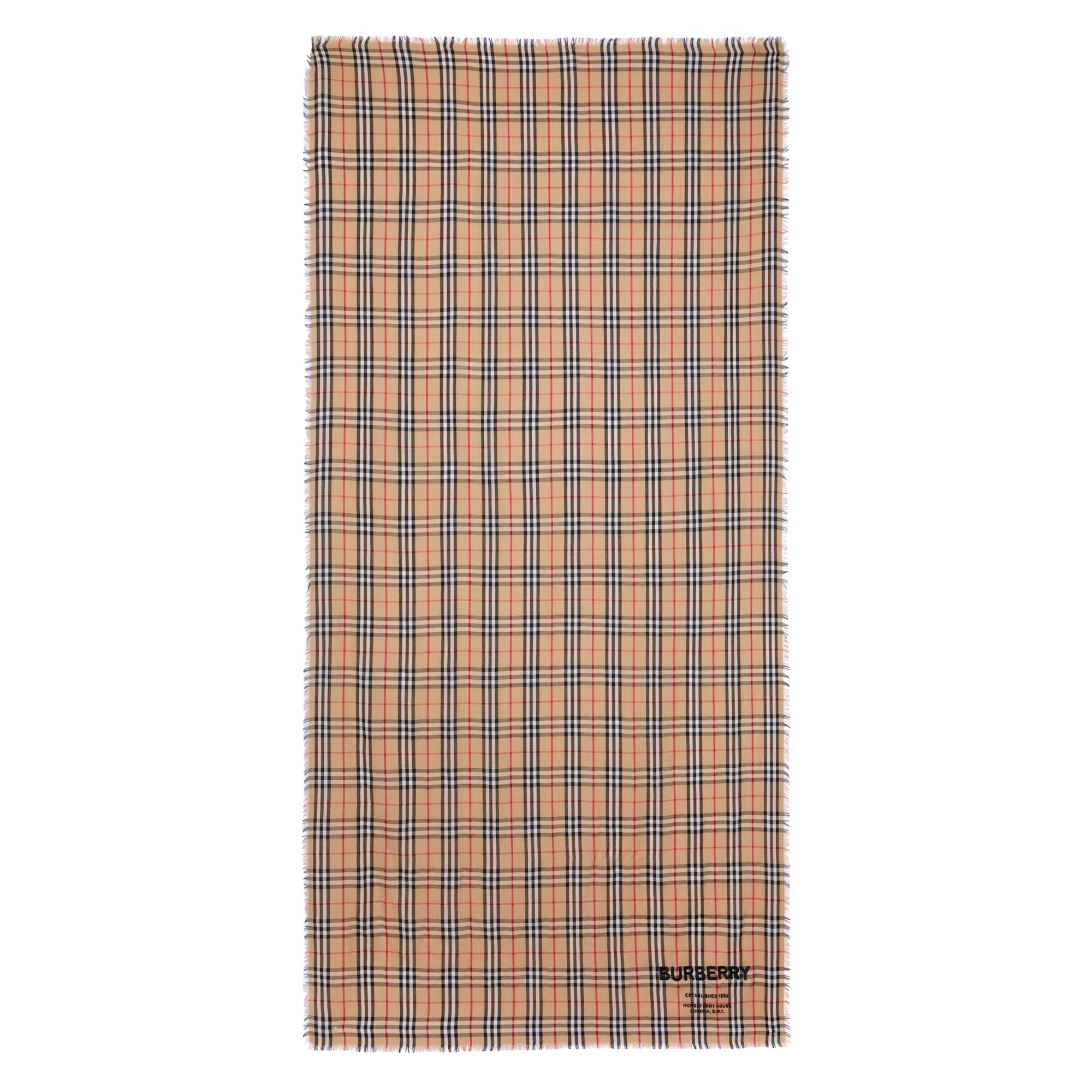 Écharpe légère en cachemire Vintage check - Camel