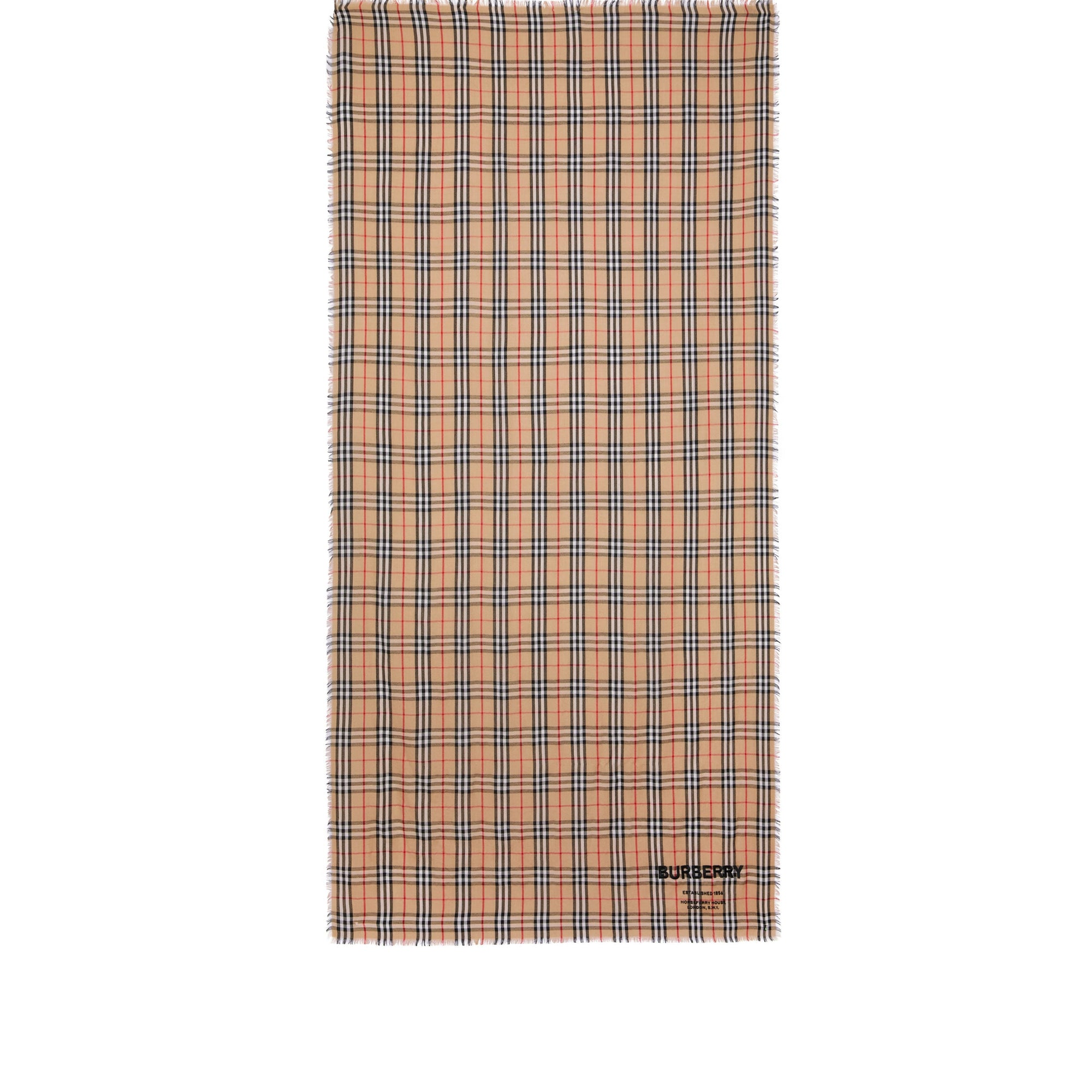 Écharpe légère en cachemire Vintage check - Camel