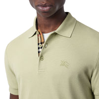 Polo en coton avec patte de boutonnage à motif check - Pale Apple Green