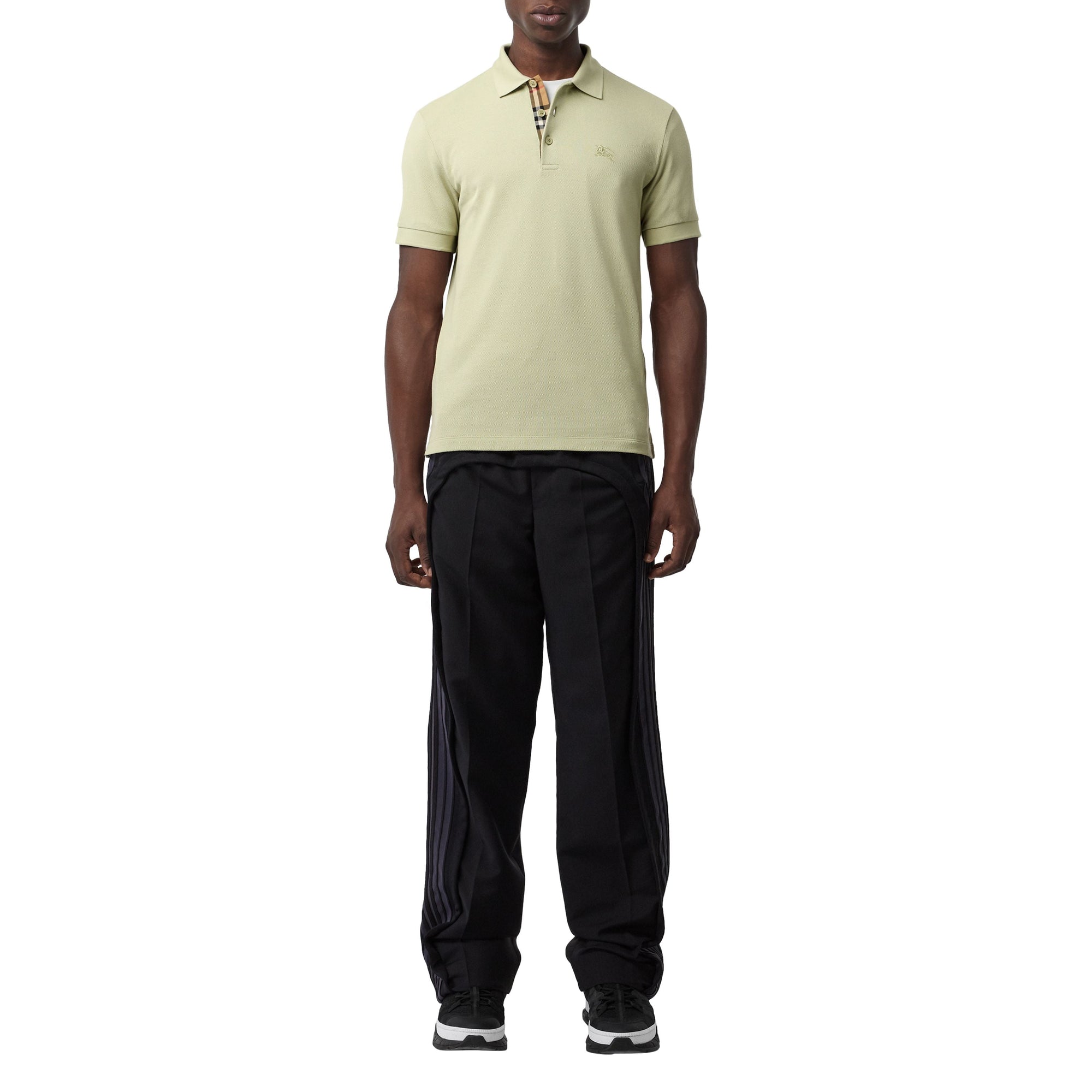 Polo en coton avec patte de boutonnage à motif check - Pale Apple Green