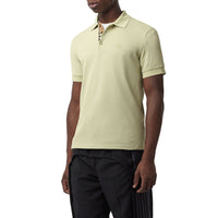 Polo en coton avec patte de boutonnage à motif check - Pale Apple Green