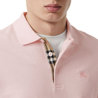 Polo en coton avec patte de boutonnage à motif check - Alabaster Pink