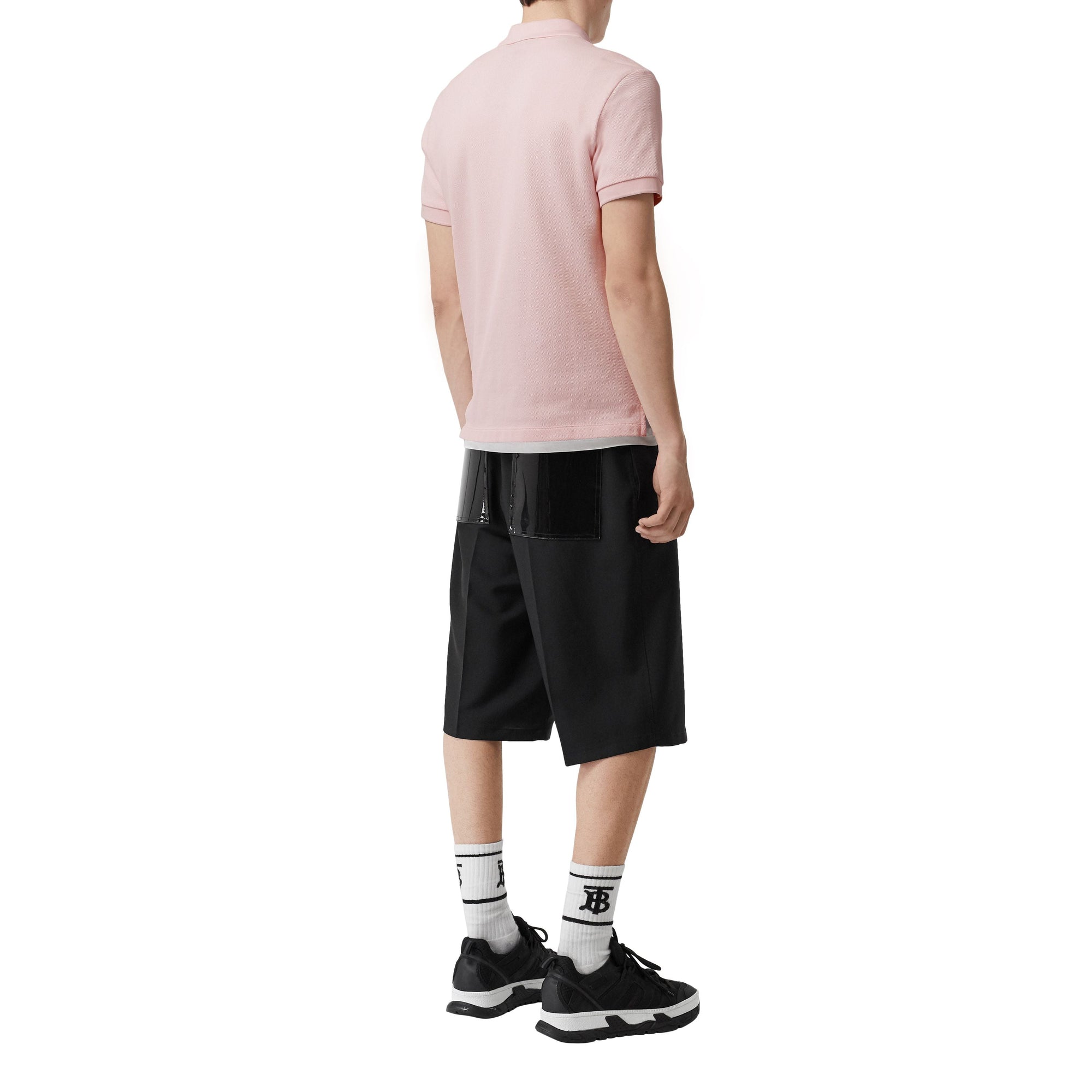 Polo en coton avec patte de boutonnage à motif check - Alabaster Pink