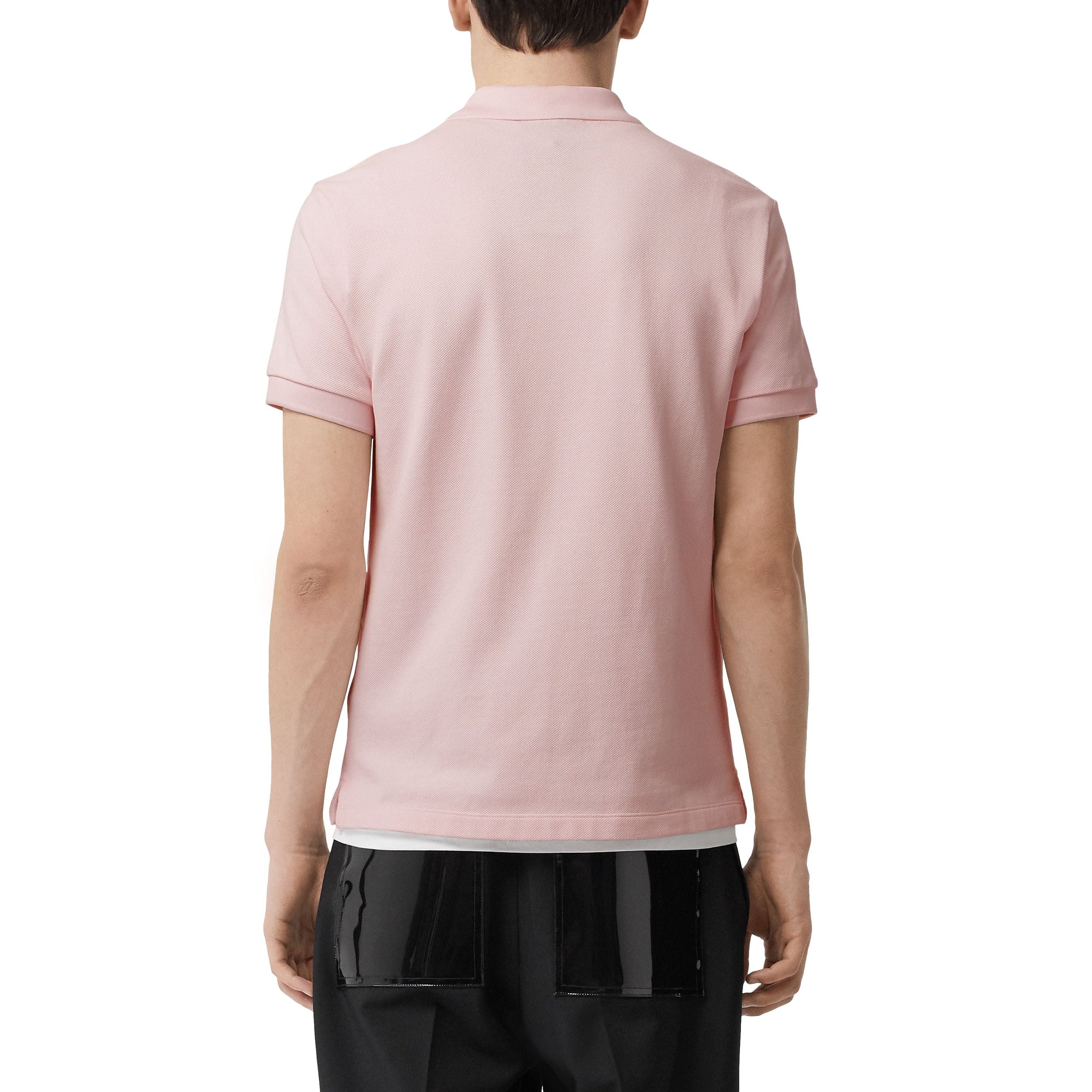 Polo en coton avec patte de boutonnage à motif check - Alabaster Pink