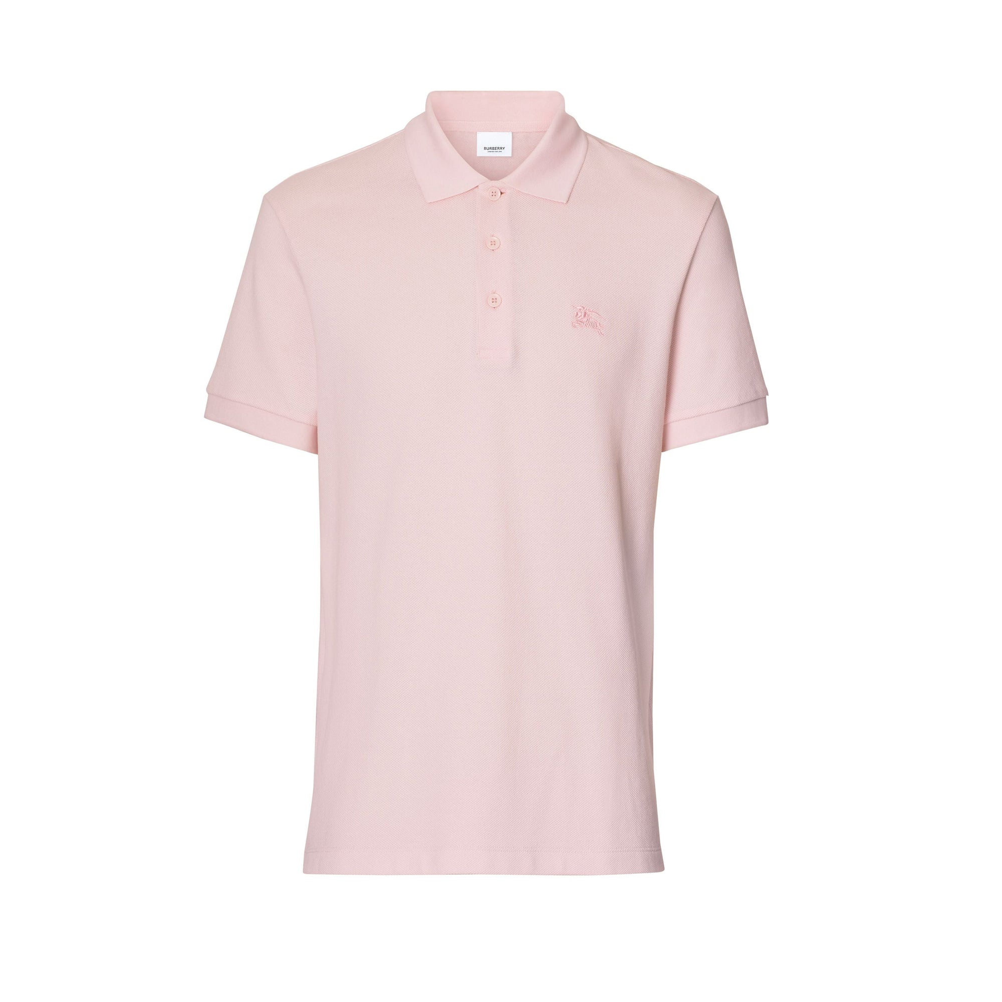 Polo en coton avec patte de boutonnage à motif check - Alabaster Pink