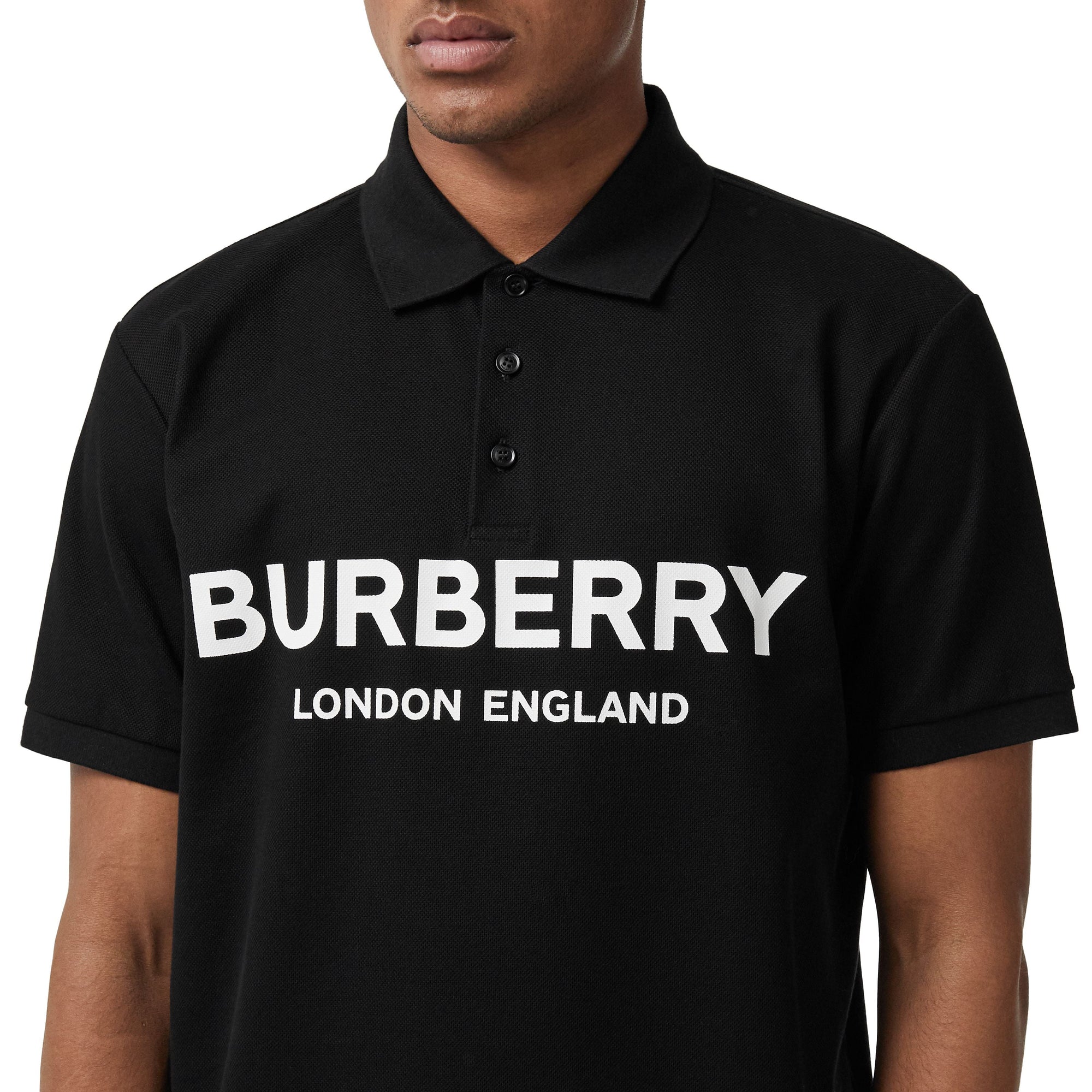 Polo en piqué de coton avec logo - Black