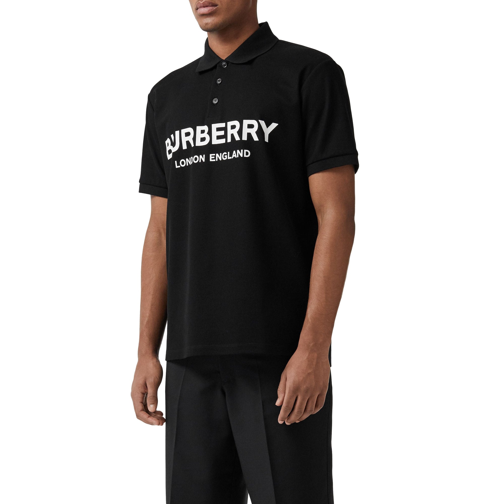 Polo en piqué de coton avec logo - Black