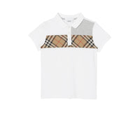 Polo en coton avec Vintage check - White