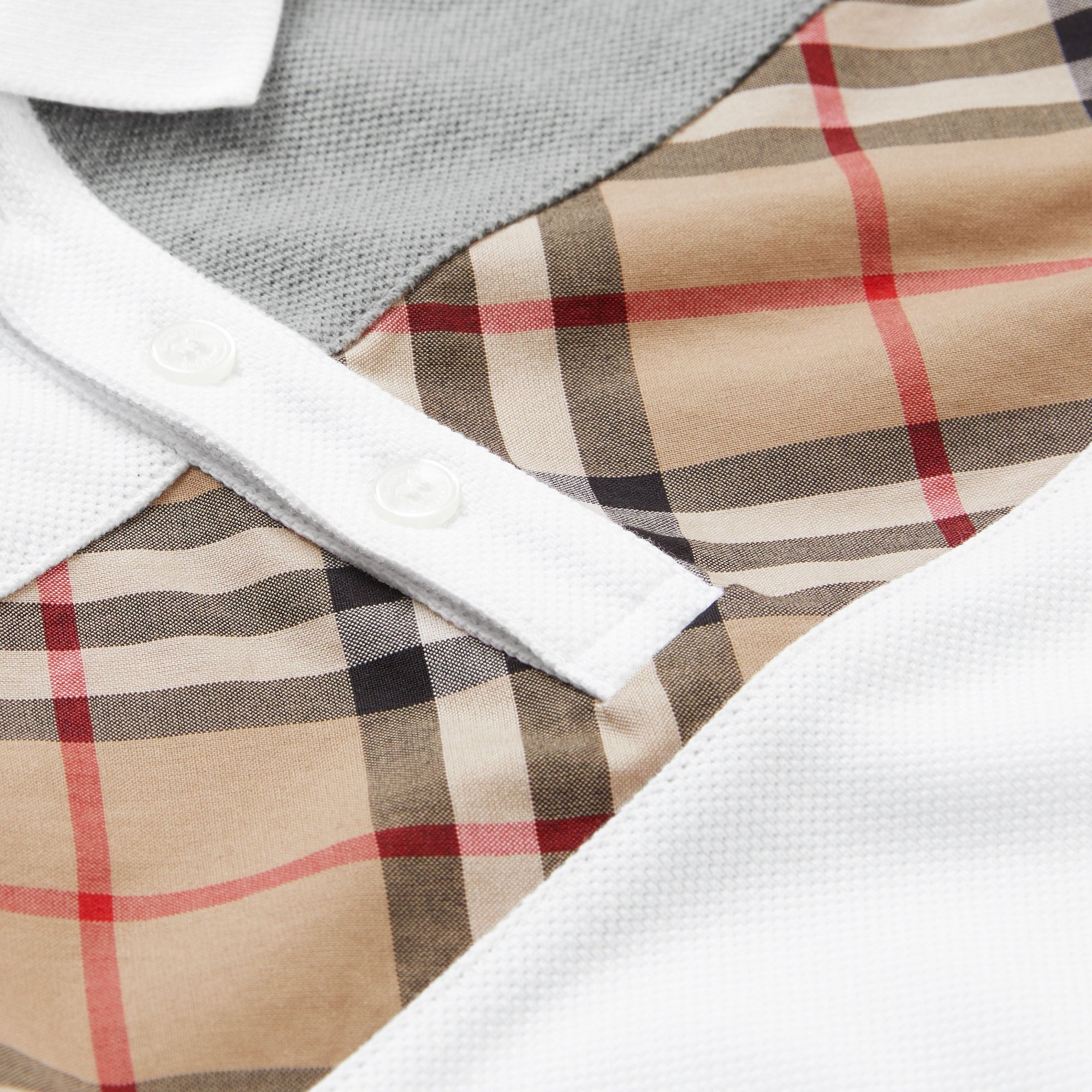 Polo en coton avec Vintage check - White