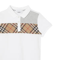 Polo en coton avec Vintage check - White