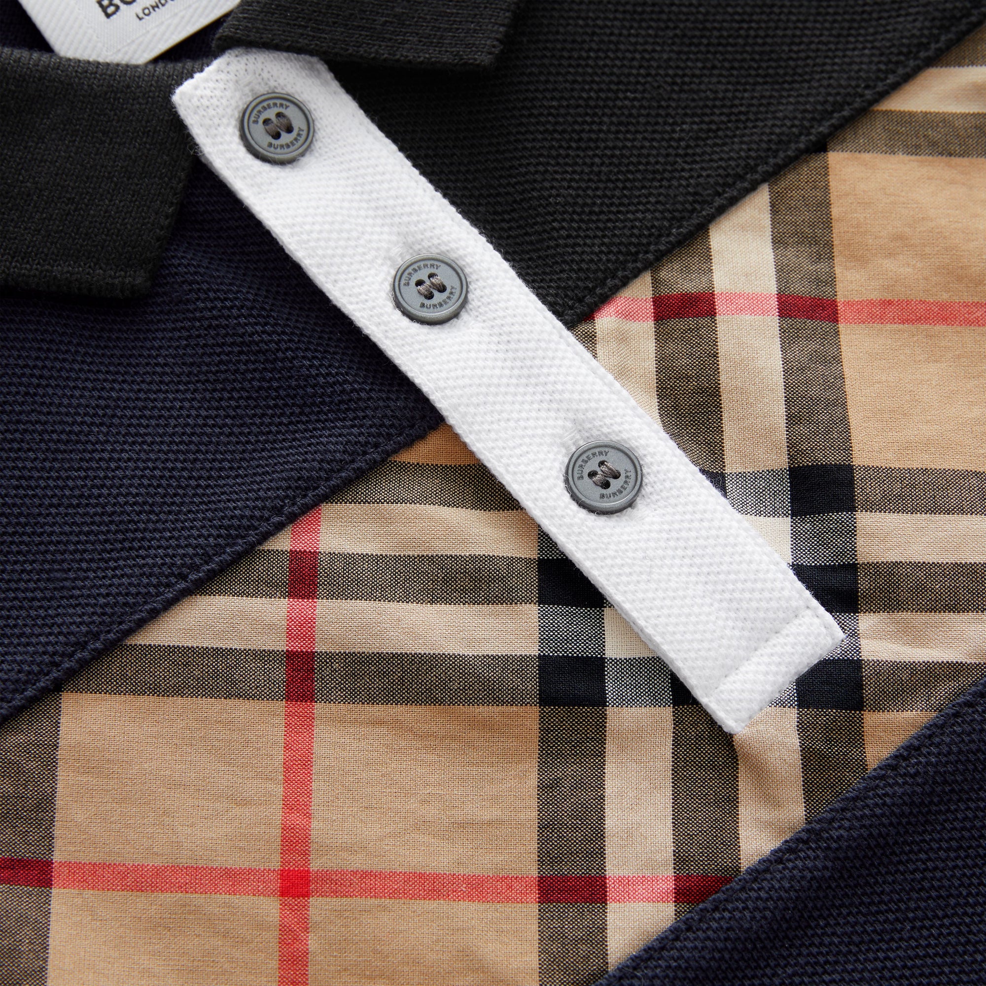Polo en coton avec Vintage check - Navy