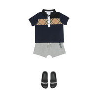 Polo en coton avec Vintage check - Navy