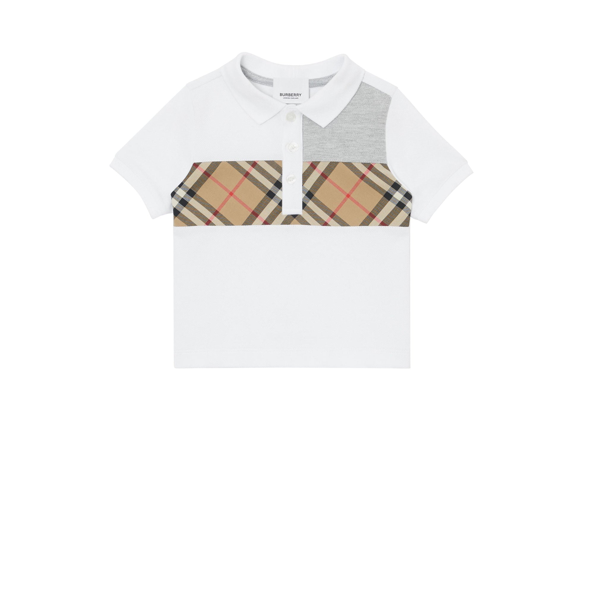 Polo en coton avec Vintage check - White