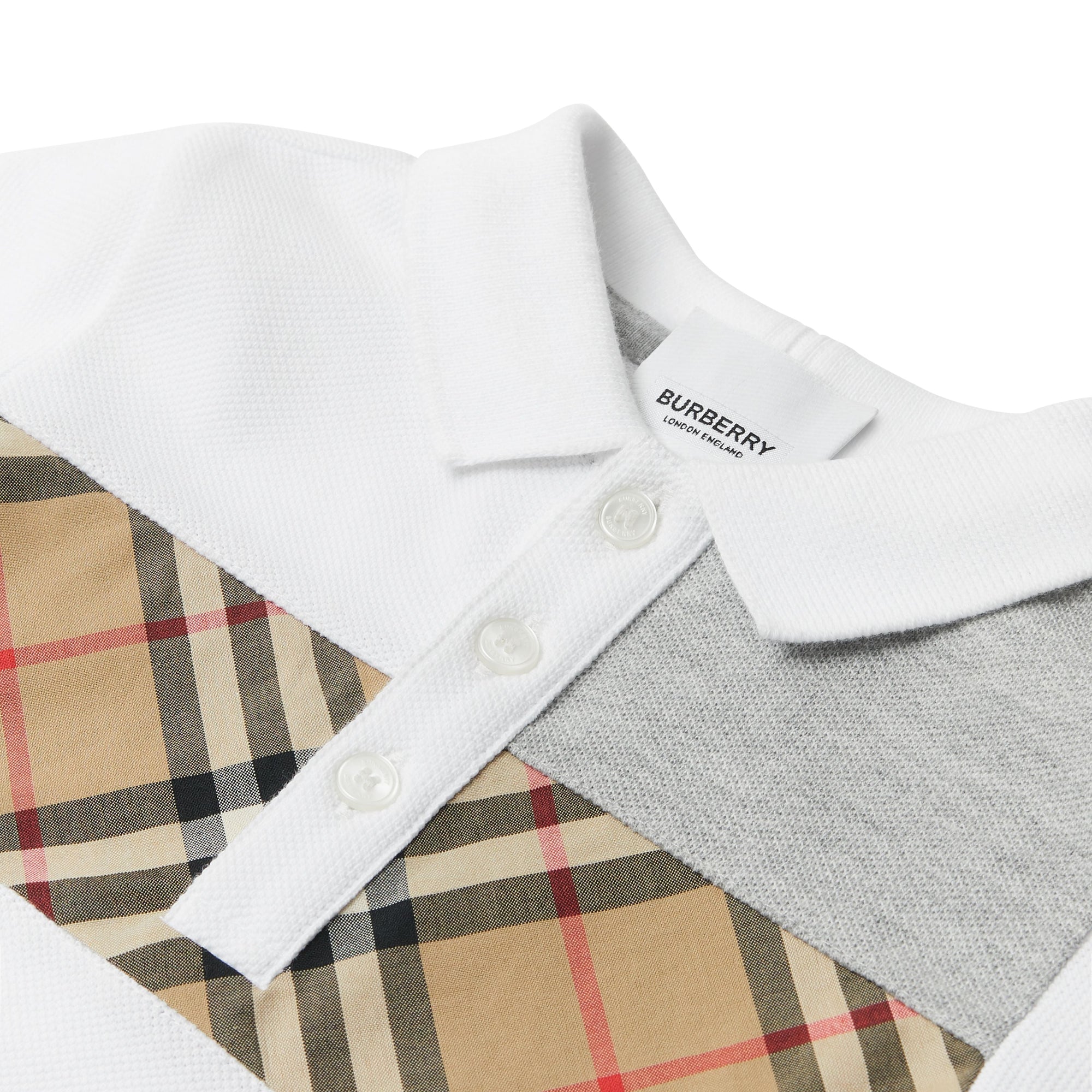 Polo en coton avec Vintage check - White