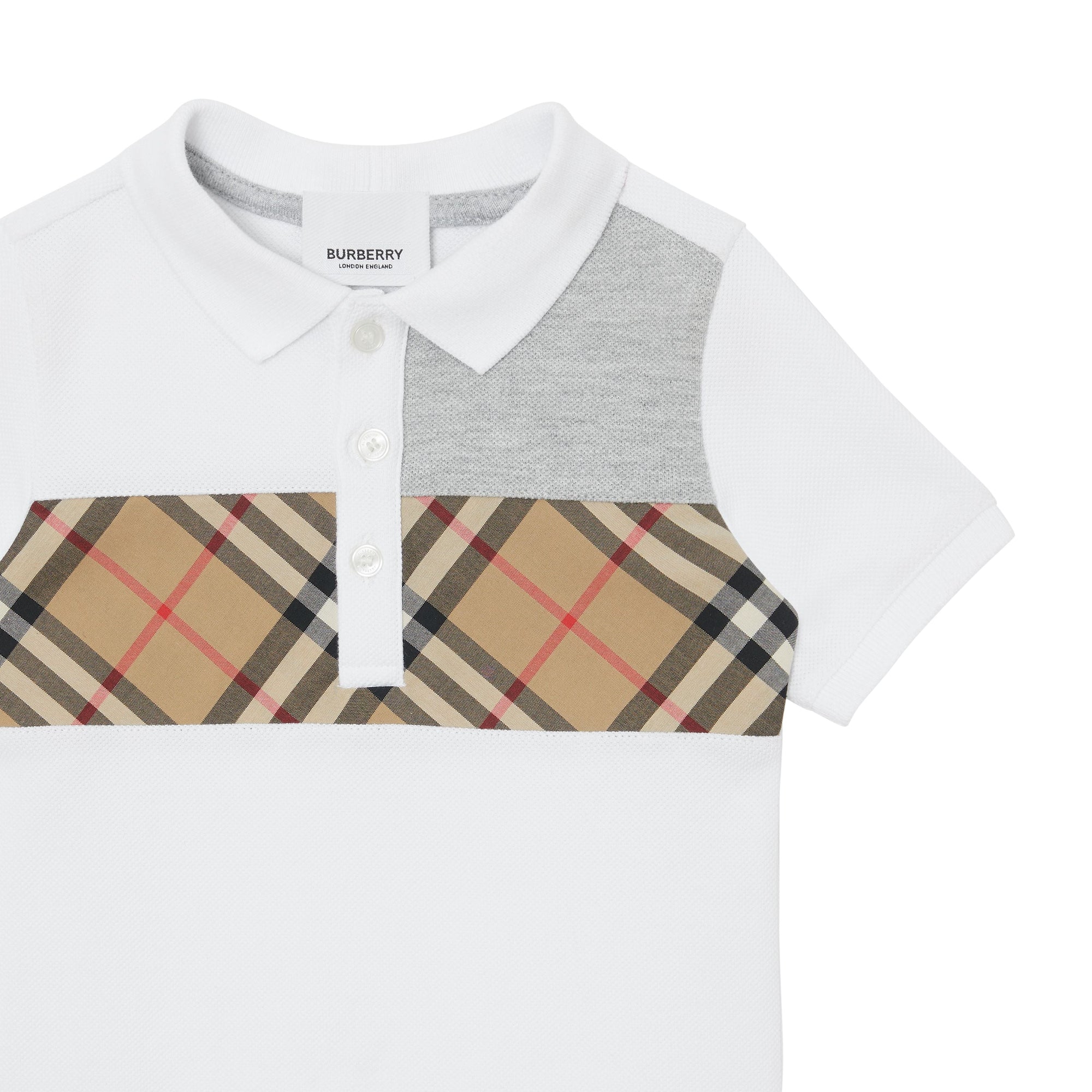 Polo en coton avec Vintage check - White