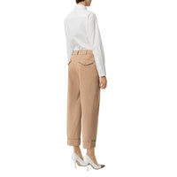 Pantalon 7/8 en coton extensible avec rayures iconiques - Camel