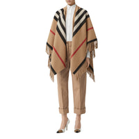 Pantalon 7/8 en coton extensible avec rayures iconiques - Camel