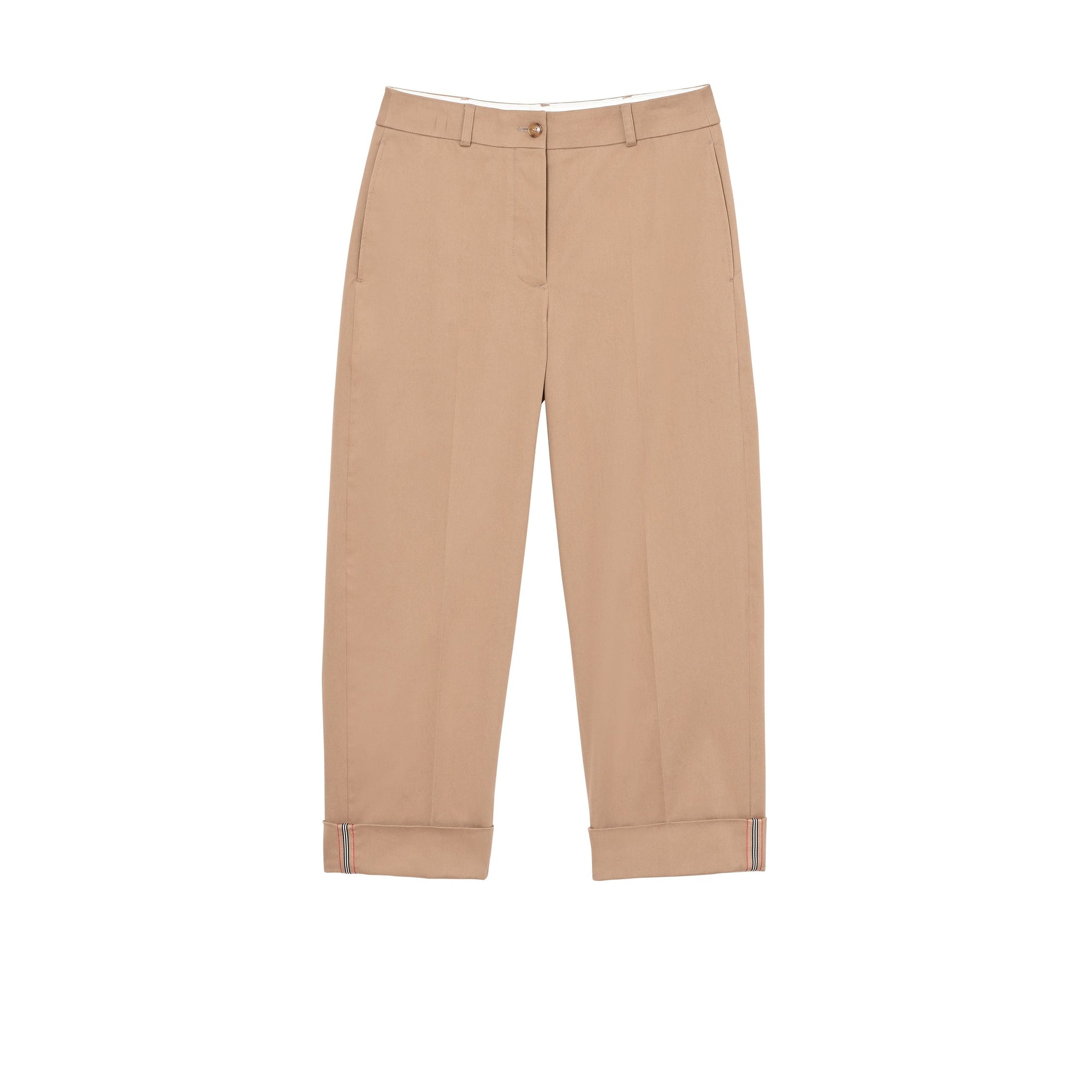 Pantalon 7/8 en coton extensible avec rayures iconiques - Camel