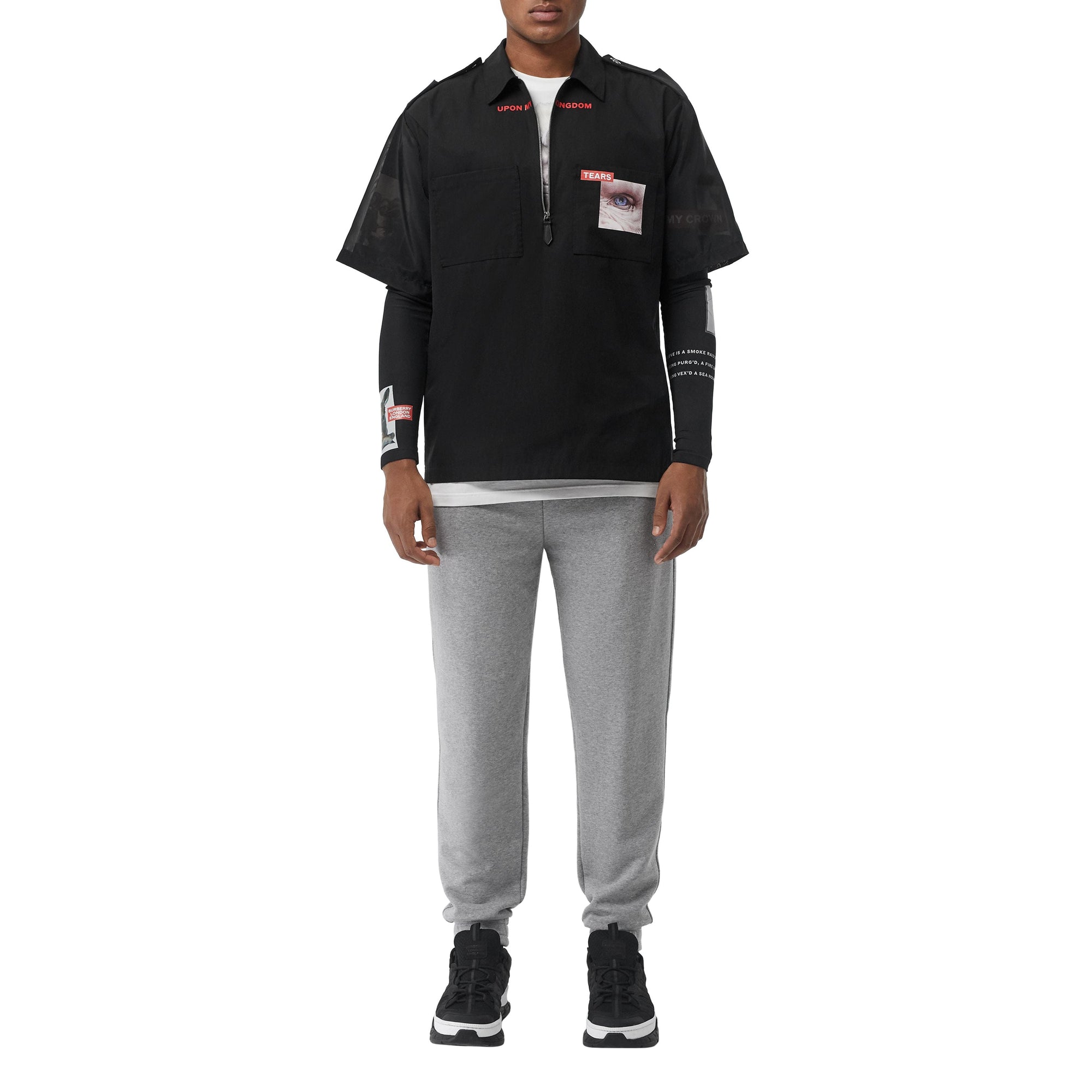 Pantalon de survêtement en coton avec logo imprimé - Pale Grey Melange