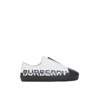 Sneakers sans lacets en gabardine de coton bicolore avec logo - Optic White & Black