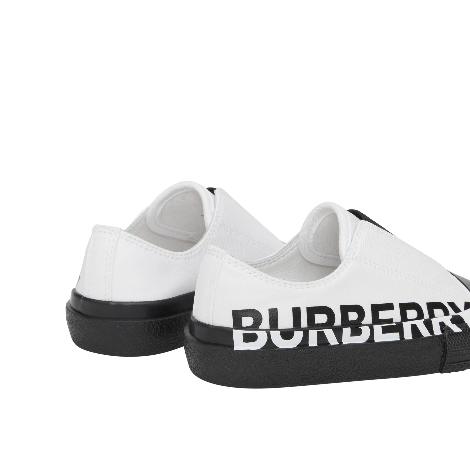 Sneakers sans lacets en gabardine de coton bicolore avec logo - Optic White & Black