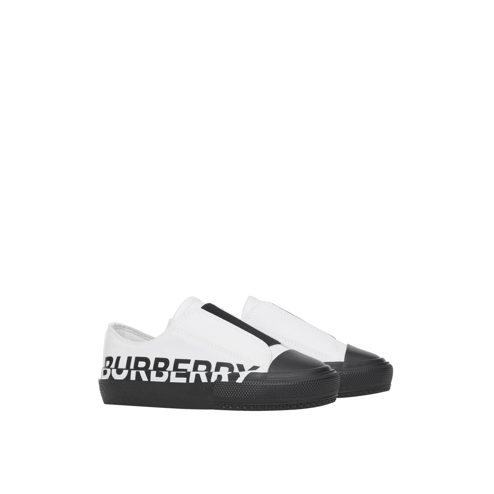 Sneakers sans lacets en gabardine de coton bicolore avec logo - Optic White & Black