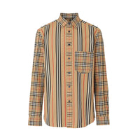 Chemise classique en popeline de coton de style patchwork - Archive Beige