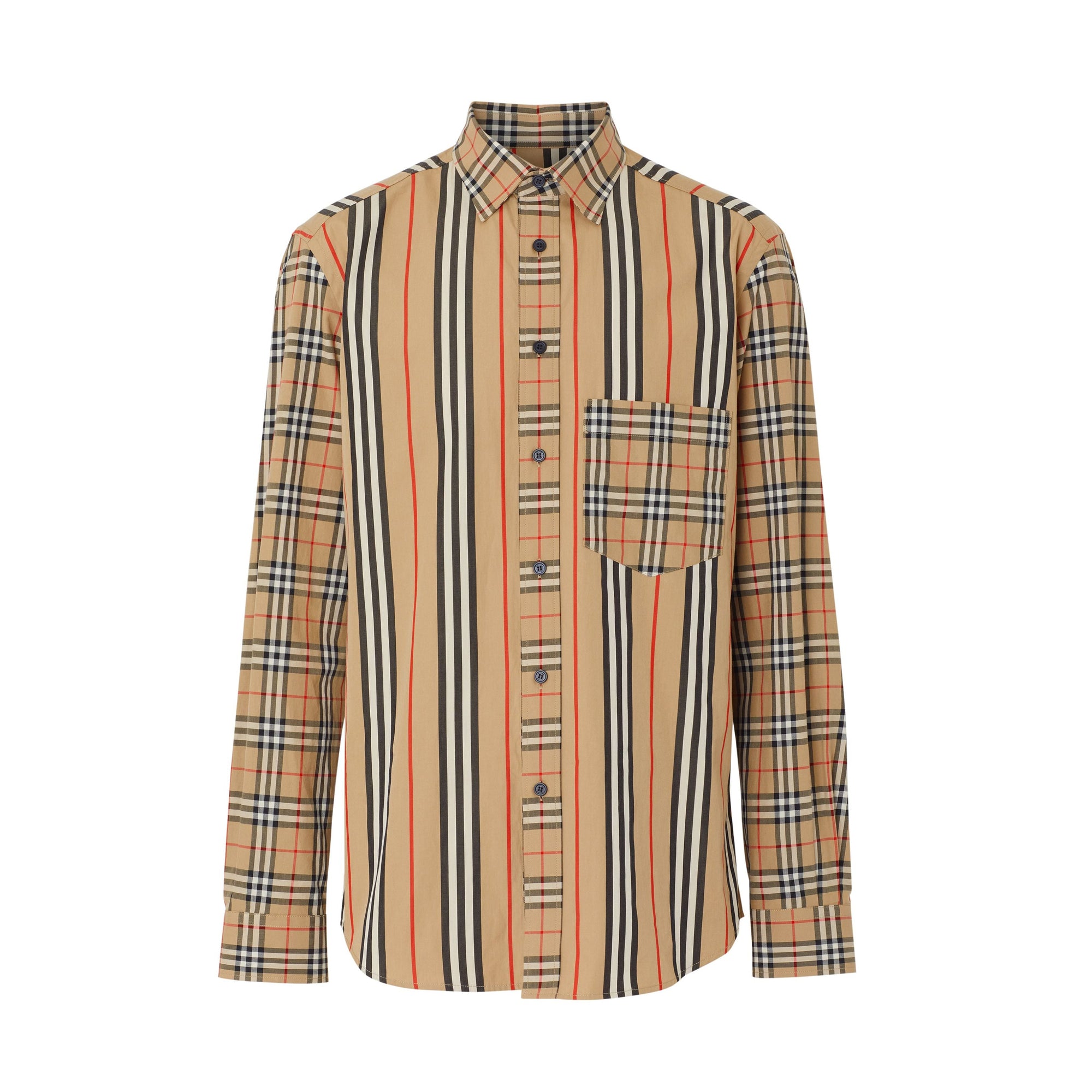 Chemise classique en popeline de coton de style patchwork - Archive Beige