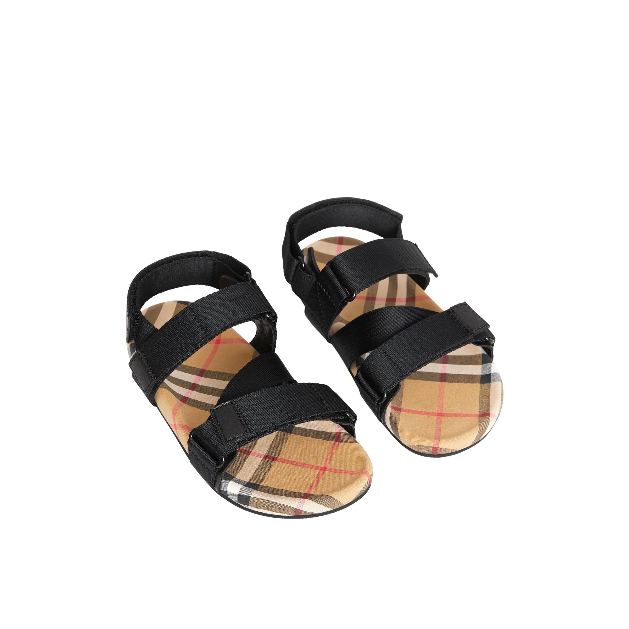 Sandales en coton Vintage check avec bride indéchirable - Black & Antique Yellow