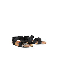 Sandales en coton Vintage check avec bride indéchirable - Black & Antique Yellow