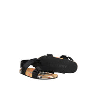 Sandales en coton Vintage check avec bride indéchirable - Black & Antique Yellow