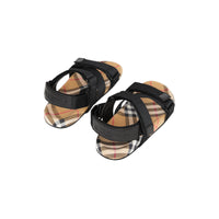 Sandales en coton Vintage check avec bride indéchirable - Black & Antique Yellow