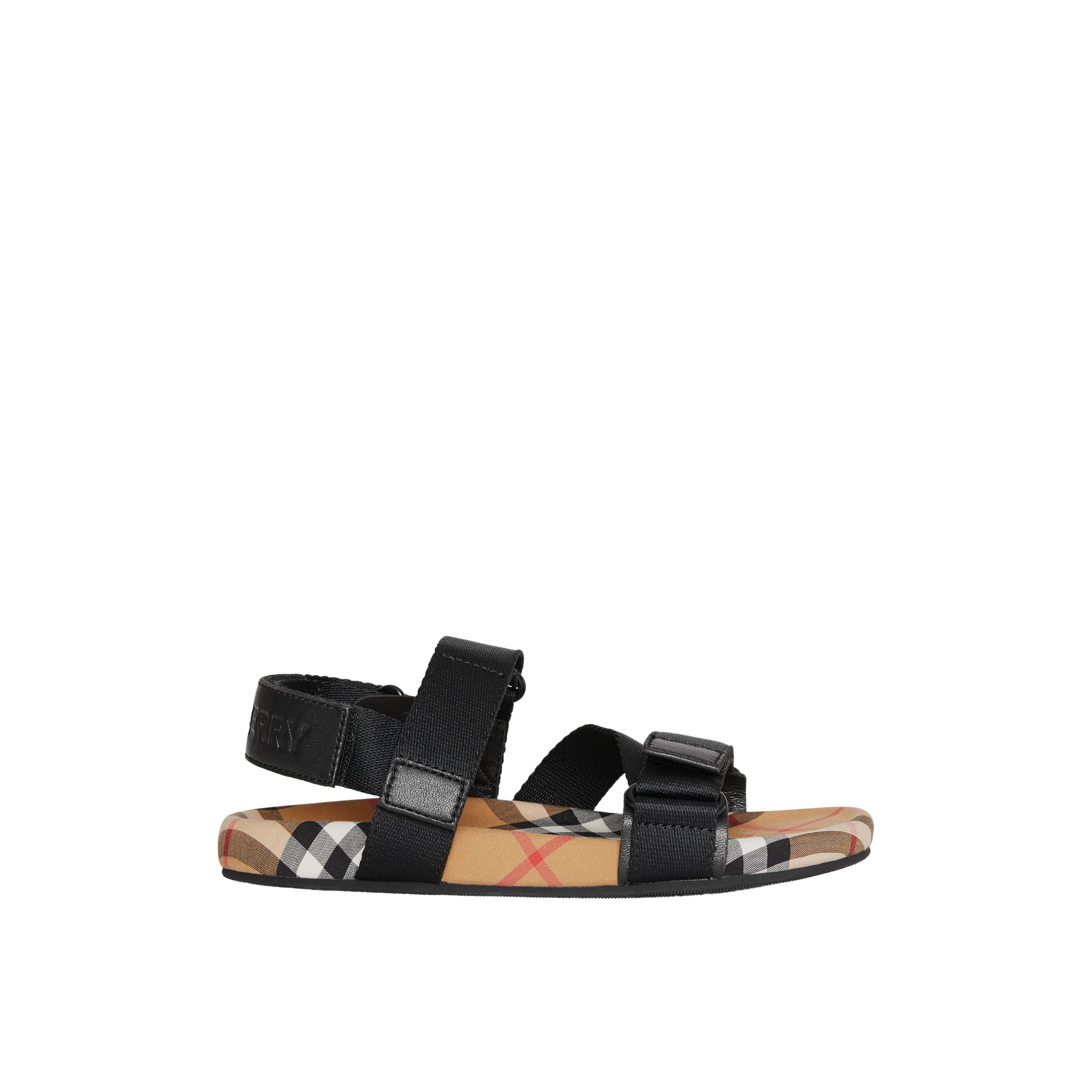 Sandales en coton Vintage check avec bride indéchirable - Black & Antique Yellow