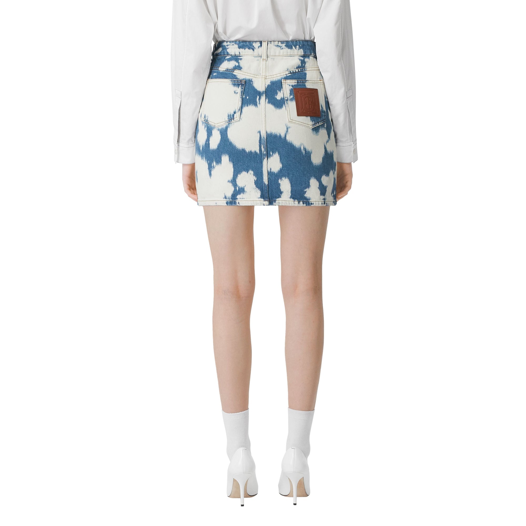 Minijupe en denim délavé Monogram - Blue