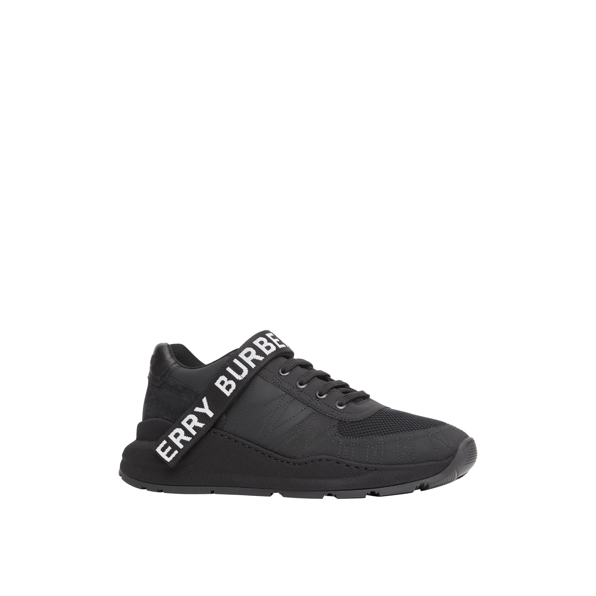 Sneakers en cuir nubuck et mesh avec logo - Black