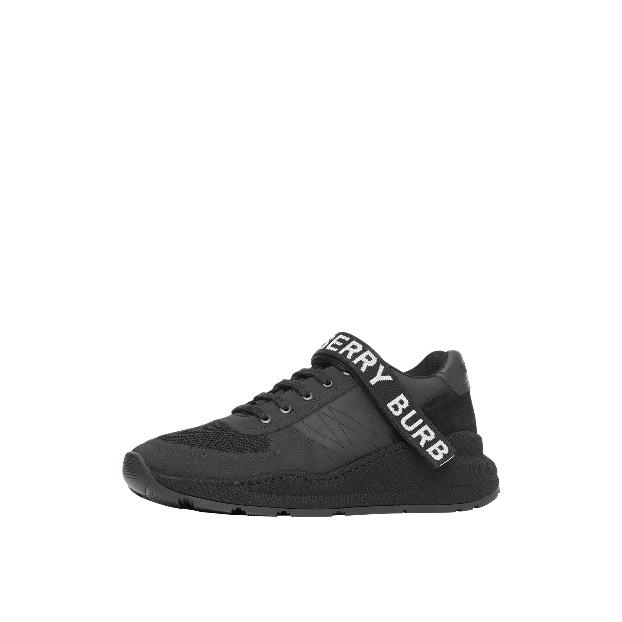 Sneakers en cuir nubuck et mesh avec logo - Black
