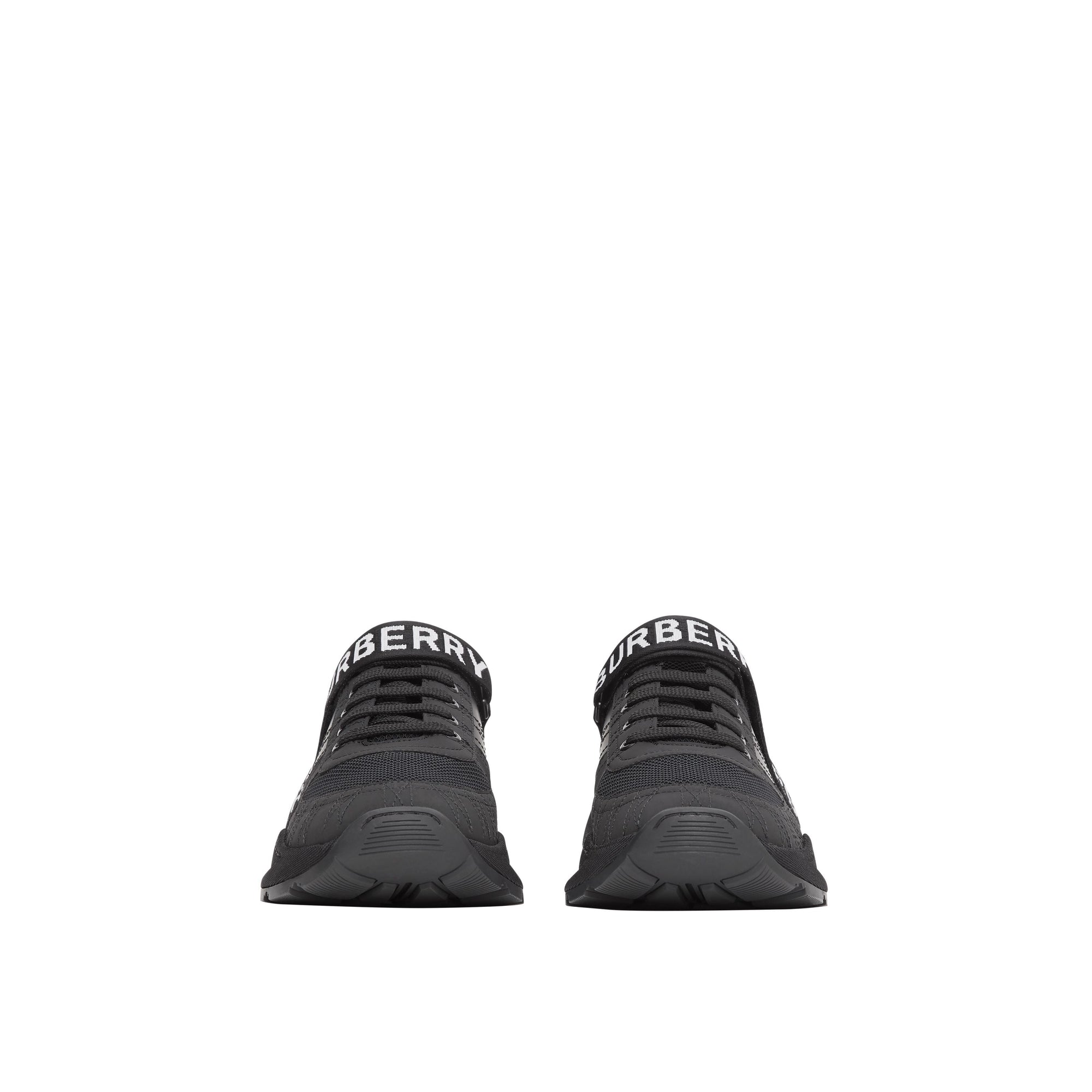 Sneakers en cuir nubuck et mesh avec logo - Black