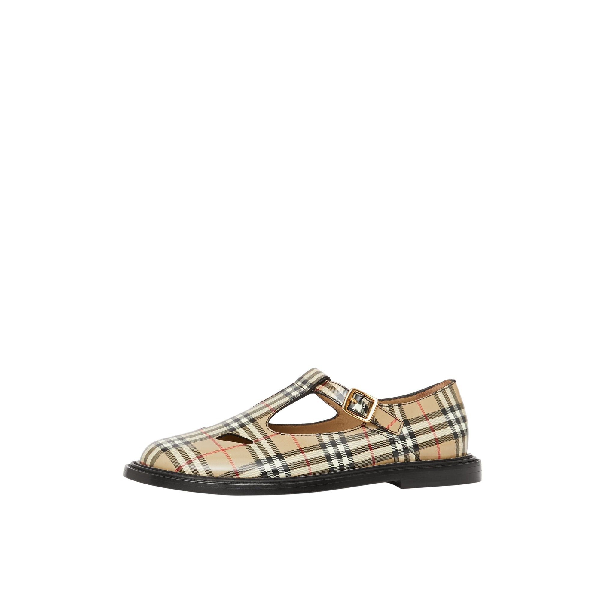 Salomés en cuir Vintage check - Archive Beige