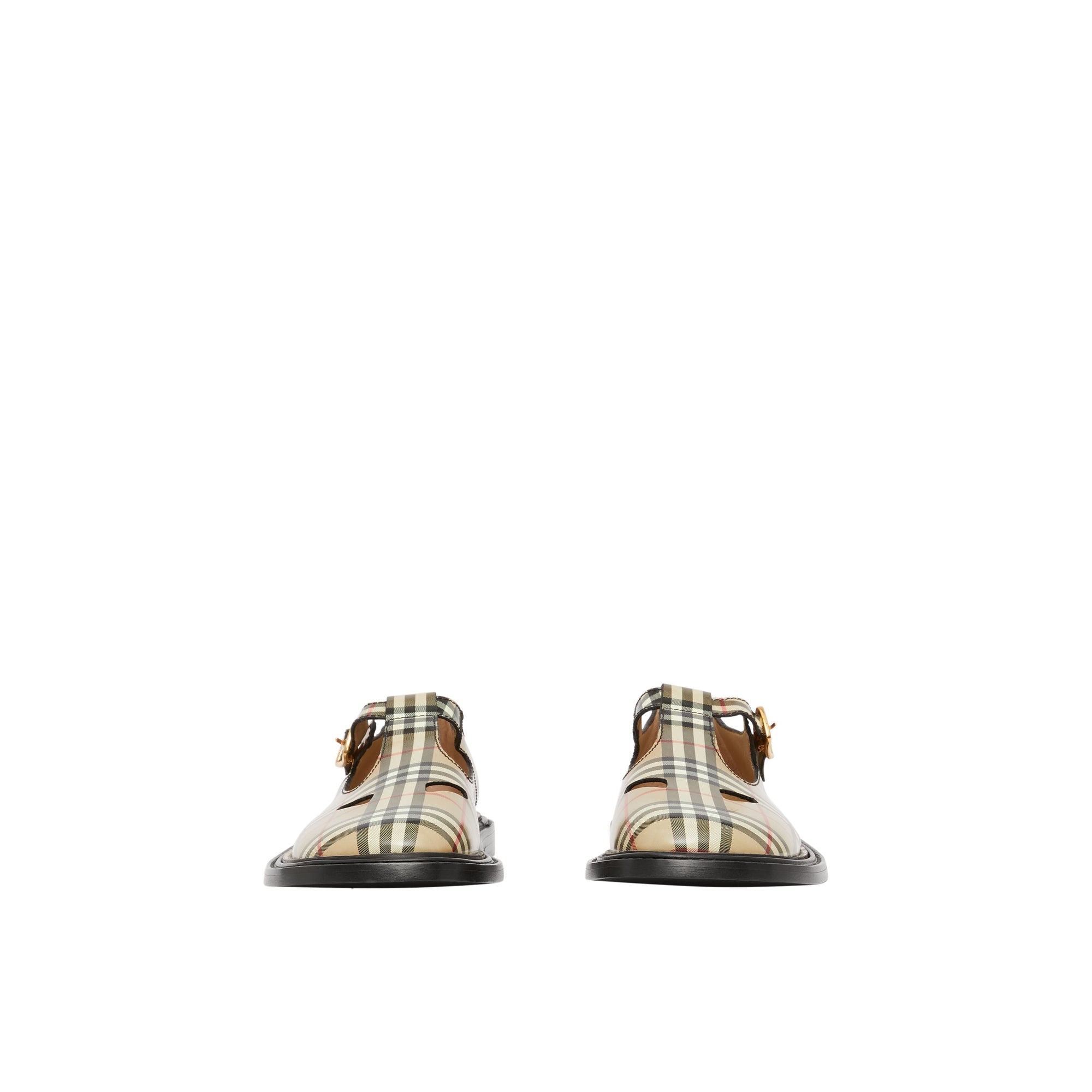 Salomés en cuir Vintage check - Archive Beige