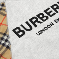 Sweat-shirt en coton avec logo et Vintage check - White Melange
