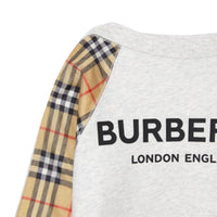 Sweat-shirt en coton avec logo et Vintage check - White Melange